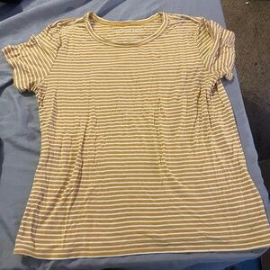 American Eagle Outfitters Mustard and White Striped Tee